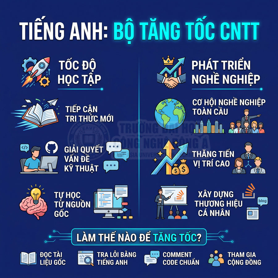 Tiếng Anh trong ngành CNTT giúp tăng tốc học tập và phát triển nghề nghiệp với nhiều cơ hội toàn cầu