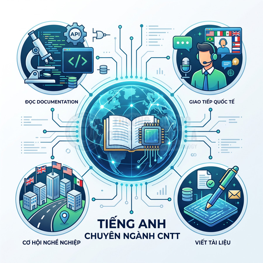 Tiếng Anh chuyên ngành CNTT với các kỹ năng đọc documentation, giao tiếp quốc tế, viết tài liệu và cơ hội nghề nghiệp