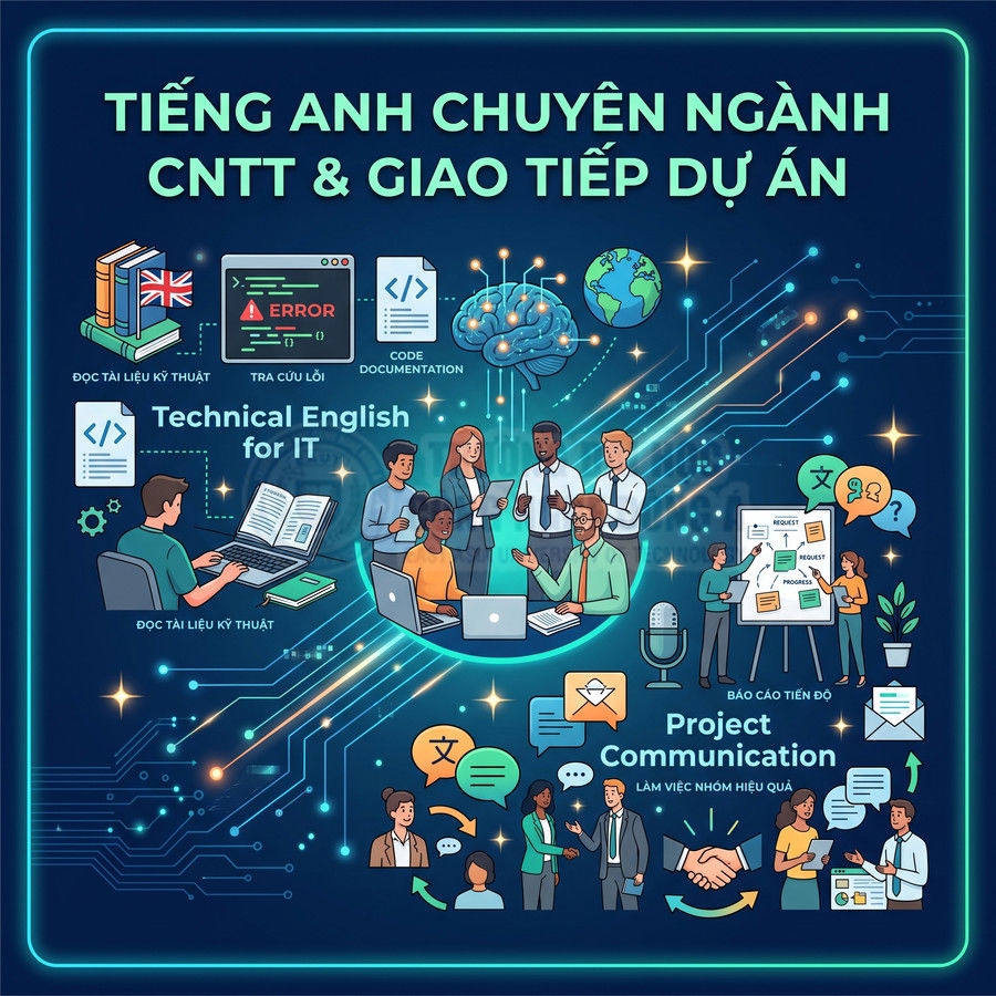 Khóa học tiếng Anh chuyên ngành CNTT và giao tiếp dự án cho lập trình viên và đội ngũ phát triển phần mềm