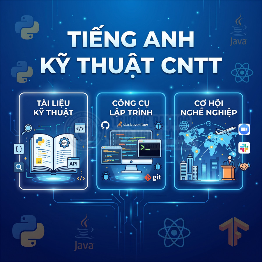 Tiếng Anh kỹ thuật CNTT với tài liệu lập trình, công cụ Git Stack Overflow và cơ hội nghề nghiệp ngành công nghệ