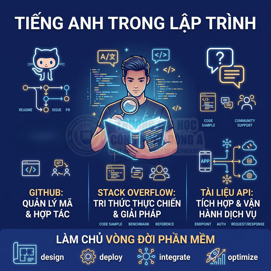 Tiếng Anh trong lập trình với GitHub Stack Overflow tài liệu API và các bước vòng đời phần mềm