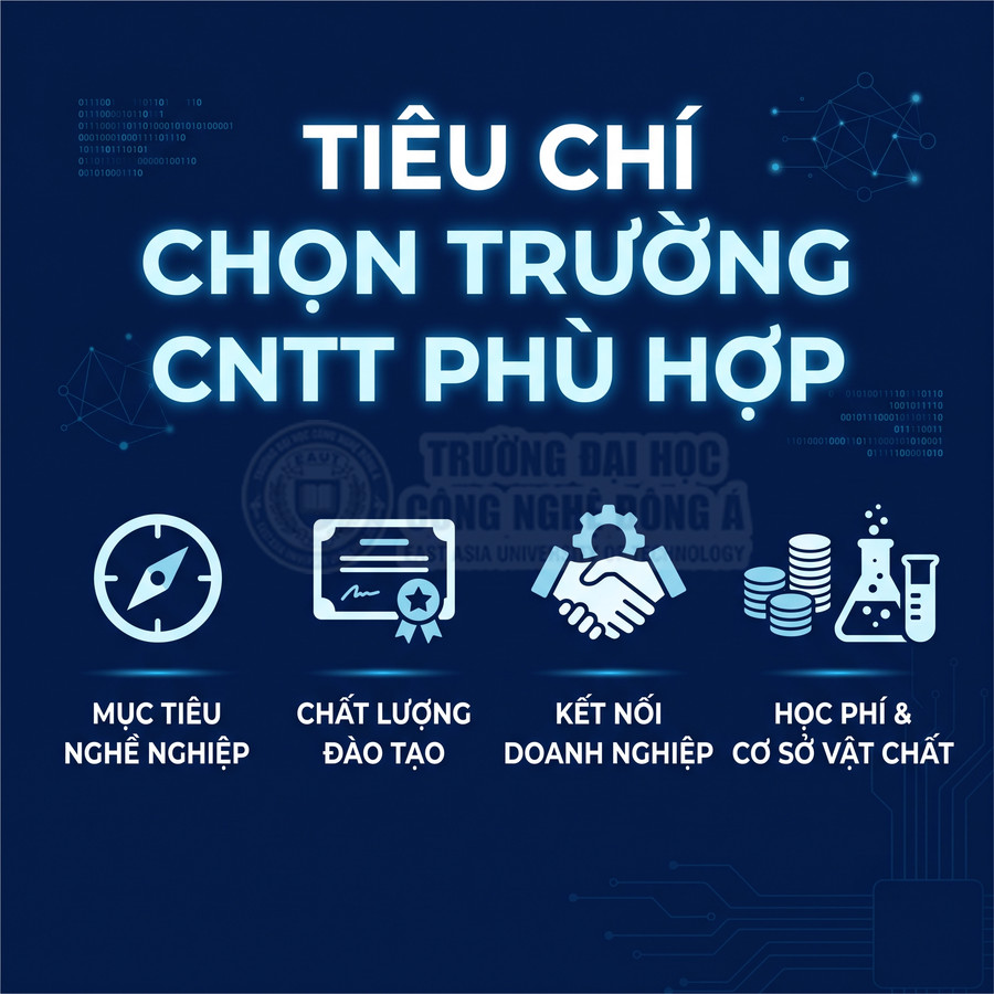 Tiêu chí chọn trường công nghệ thông tin phù hợp về mục tiêu nghề nghiệp, chất lượng đào tạo, kết nối doanh nghiệp, học phí