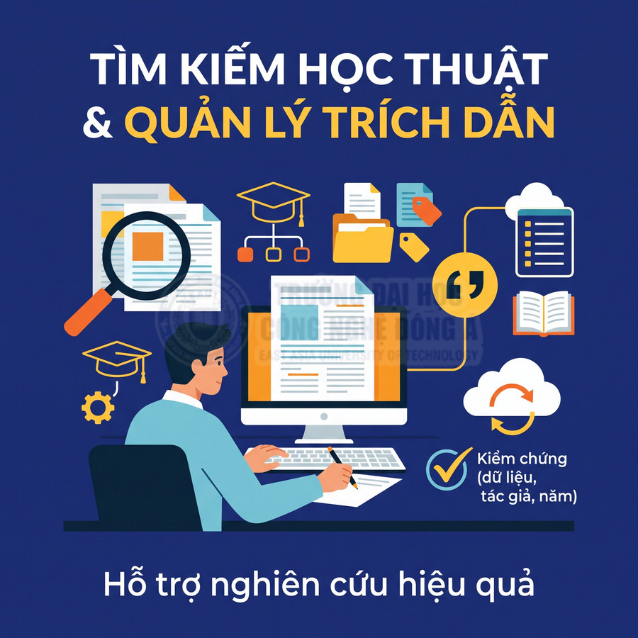 Công cụ tìm kiếm học thuật và quản lý trích dẫn hỗ trợ nghiên cứu, kiểm chứng dữ liệu, tác giả và năm xuất bản