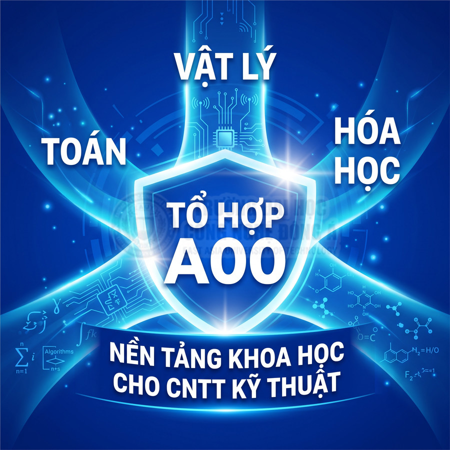 Tổ hợp A00 với các môn Toán Lý Hóa nền tảng khoa học cho ngành CNTT kỹ thuật trên nền xanh công nghệ