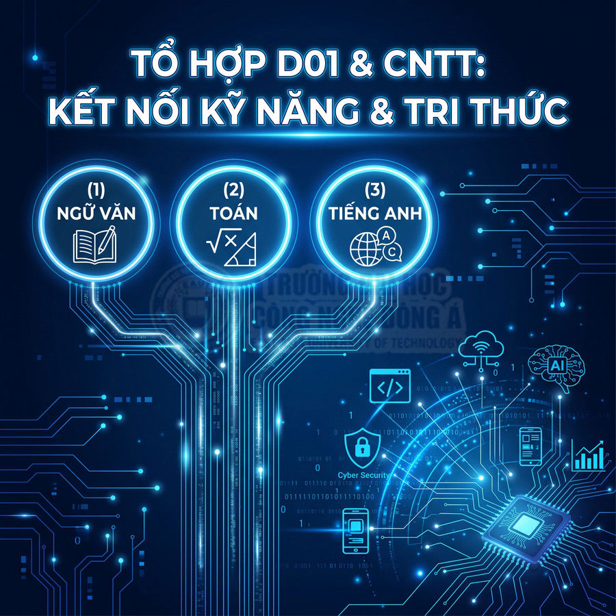 Tổ hợp D01 với Ngữ văn Toán Tiếng Anh kết nối ngành công nghệ thông tin và kỹ năng số