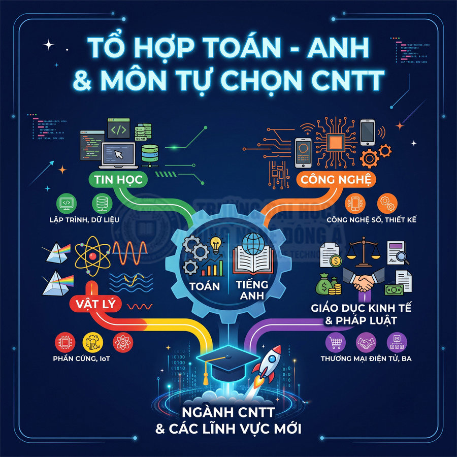 Tổ hợp Toán Anh và môn tự chọn CNTT định hướng ngành công nghệ thông tin và các lĩnh vực mới
