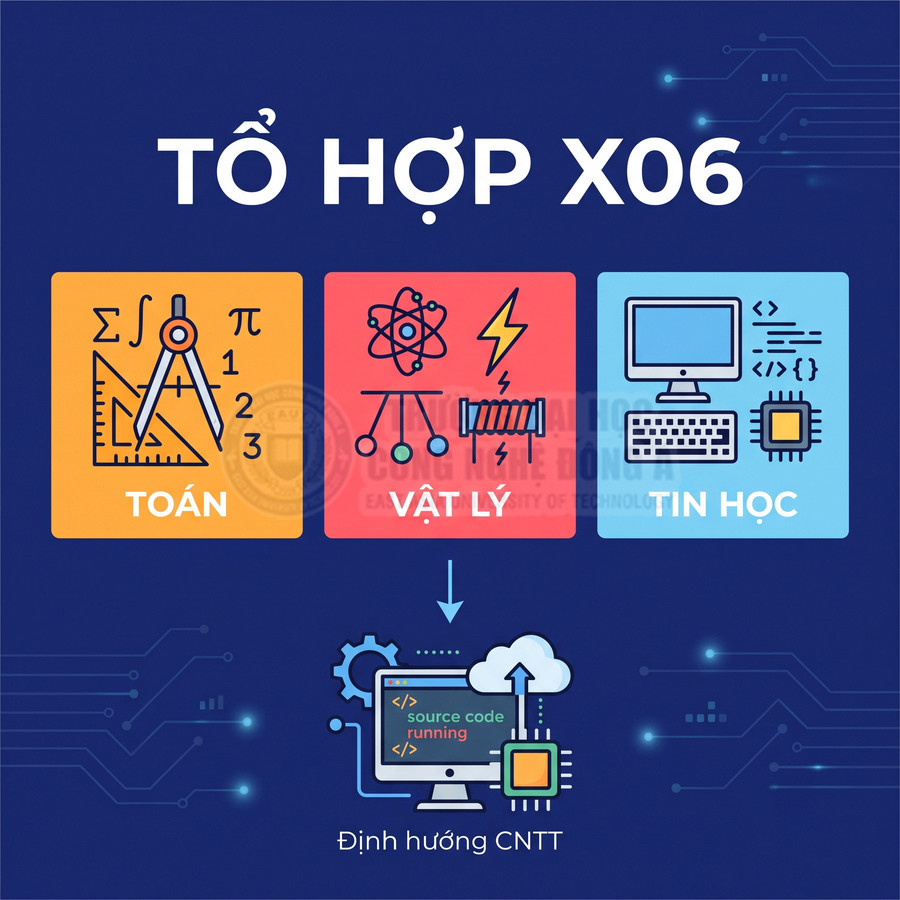 Tổ hợp X06 gồm Toán Vật lý Tin học định hướng công nghệ thông tin