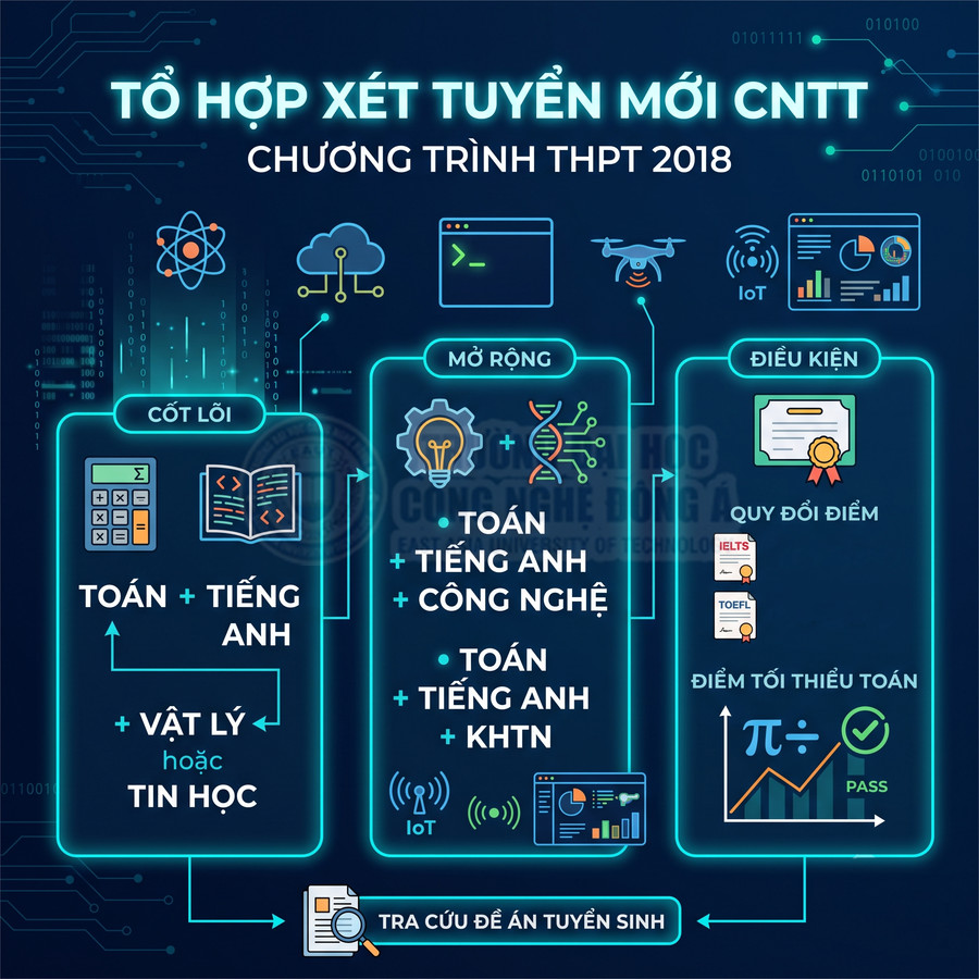 Tổ hợp xét tuyển mới CNTT chương trình THPT 2018 với các môn cốt lõi, mở rộng và điều kiện tuyển sinh