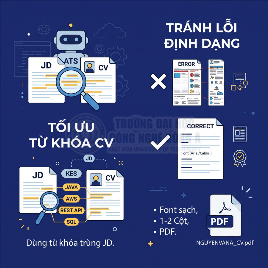 Hướng dẫn tối ưu từ khóa và định dạng CV chuẩn ATS với ví dụ JD, CV và file PDF