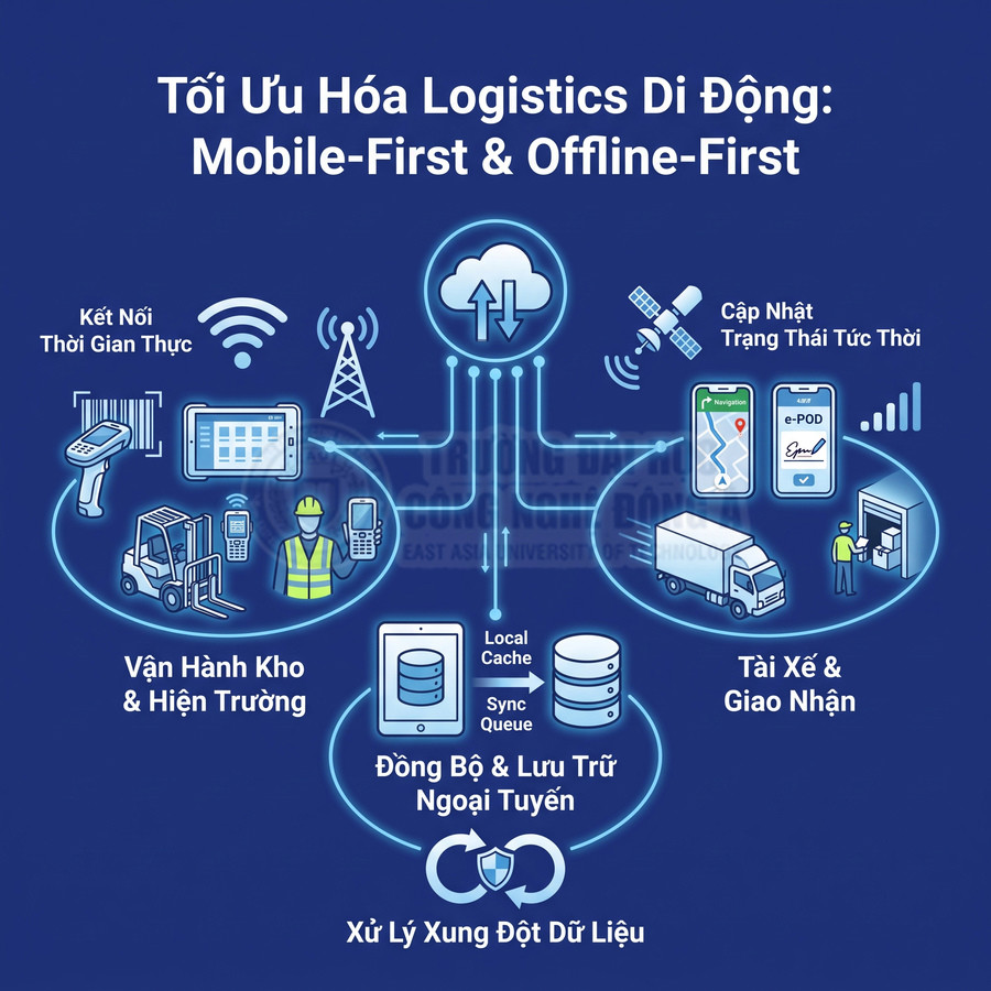 Giải pháp logistics di động ưu tiên kết nối và ngoại tuyến, đồng bộ dữ liệu cho kho hàng, tài xế và giao nhận