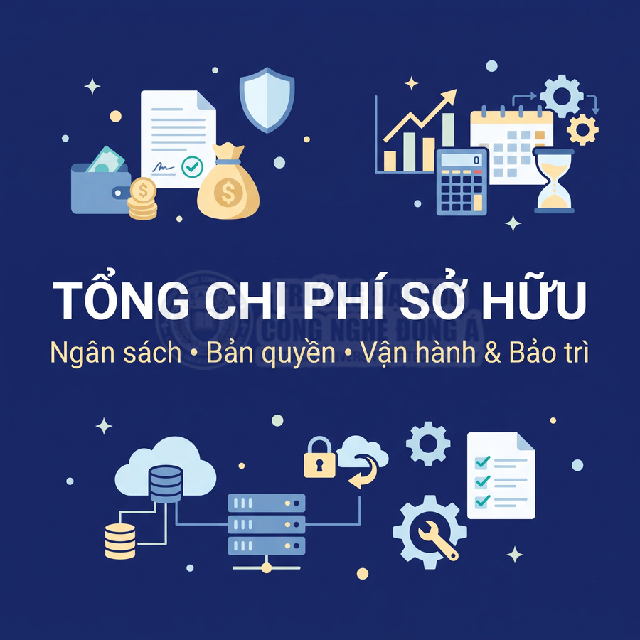 Tổng chi phí sở hữu gồm ngân sách, bản quyền, vận hành và bảo trì hệ thống công nghệ thông tin