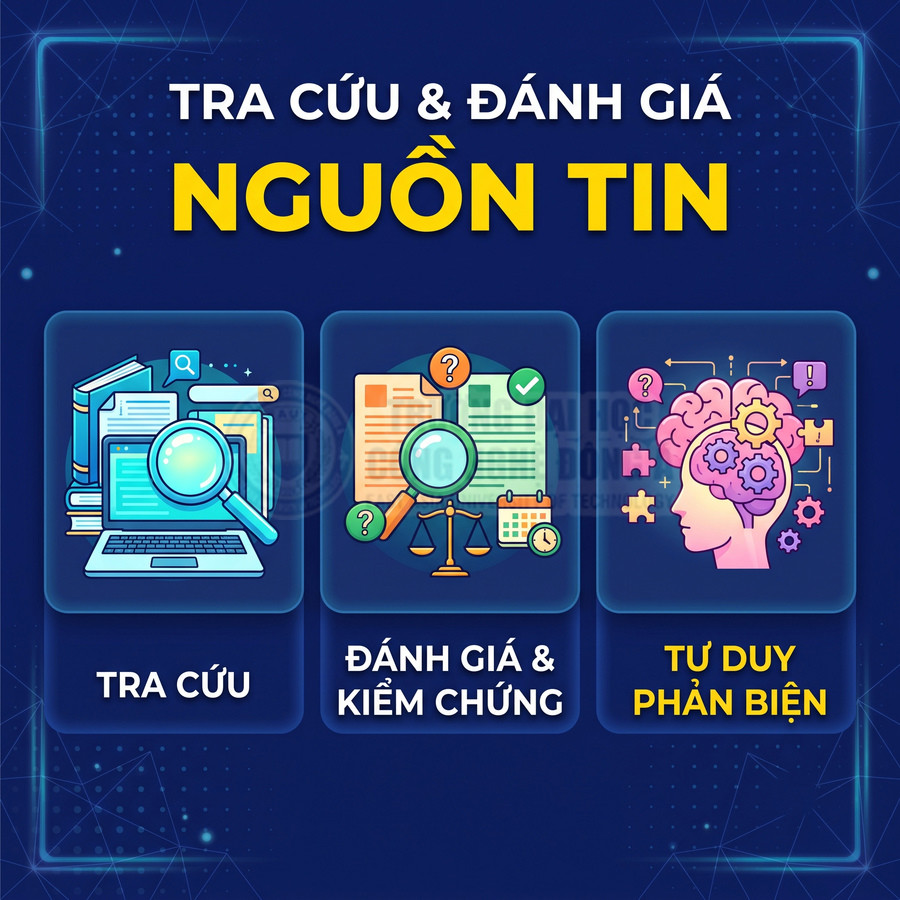 Tra cứu và đánh giá nguồn tin với các bước tìm kiếm, kiểm chứng thông tin và tư duy phản biện