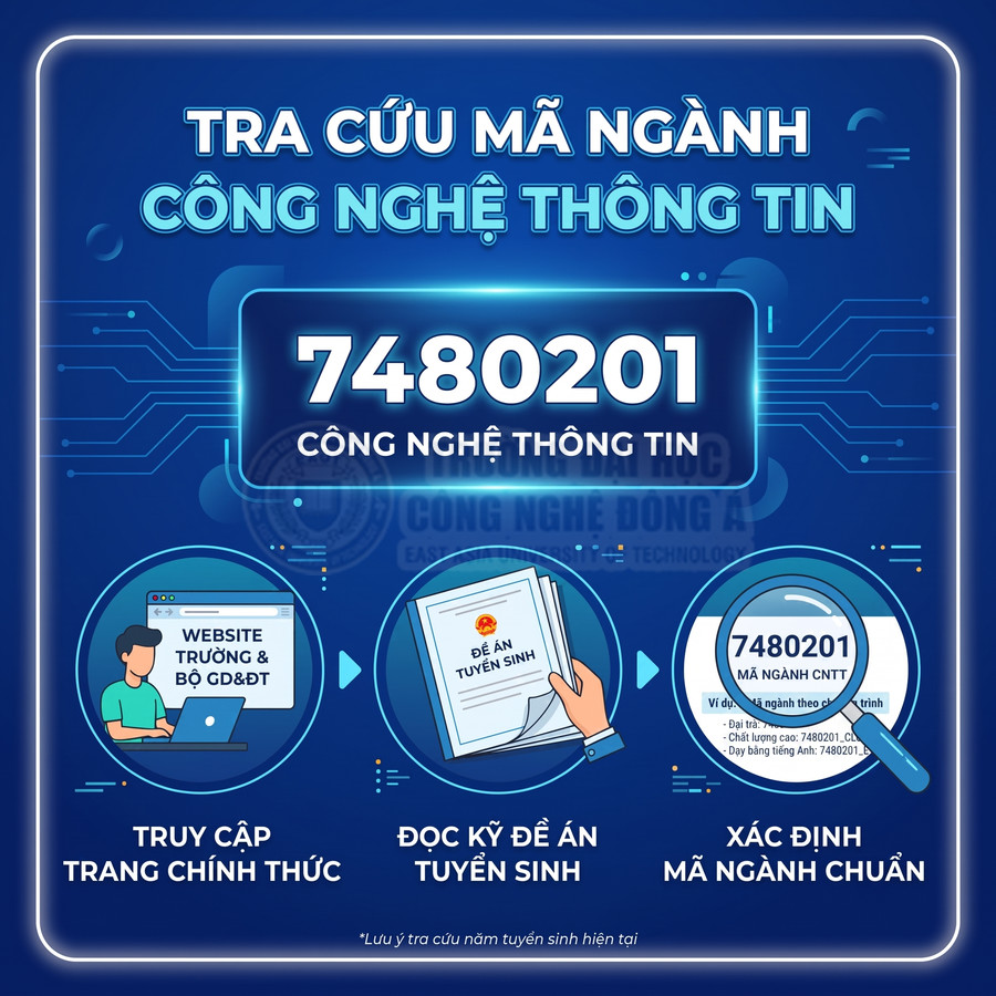 Tra cứu mã ngành công nghệ thông tin 7480201 với hướng dẫn truy cập website, đọc đề án tuyển sinh và xác định mã ngành chuẩn