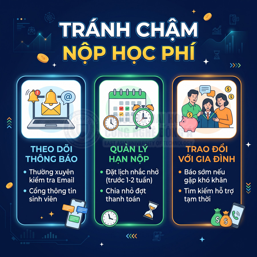 Hướng dẫn tránh chậm nộp học phí với các bước theo dõi thông báo, quản lý hạn nộp và trao đổi với gia đình