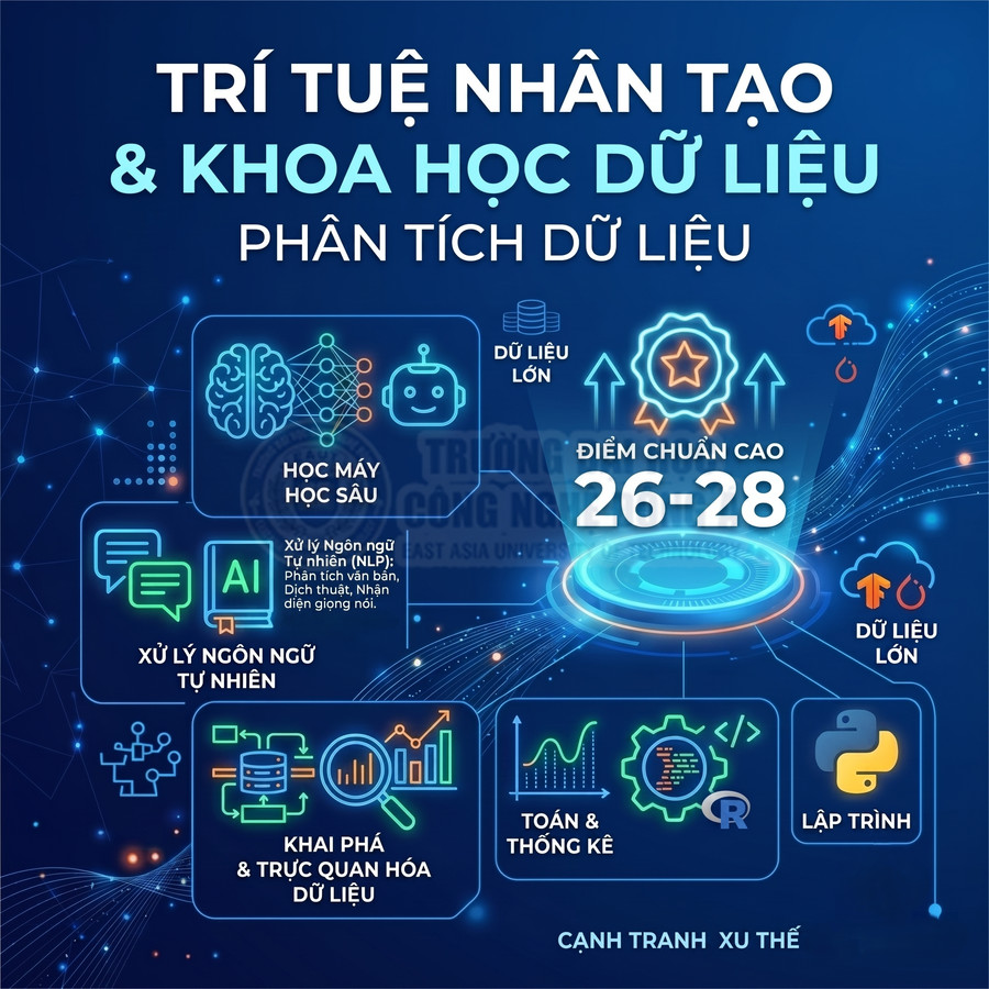 Ngành trí tuệ nhân tạo và khoa học dữ liệu phân tích dữ liệu với học máy, NLP, lập trình Python, toán thống kê