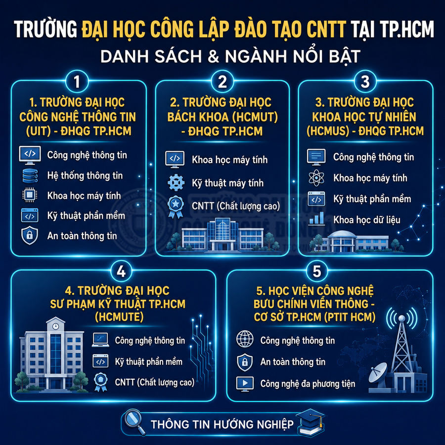 Danh sách trường đại học công lập đào tạo ngành công nghệ thông tin tại TP HCM và các ngành nổi bật