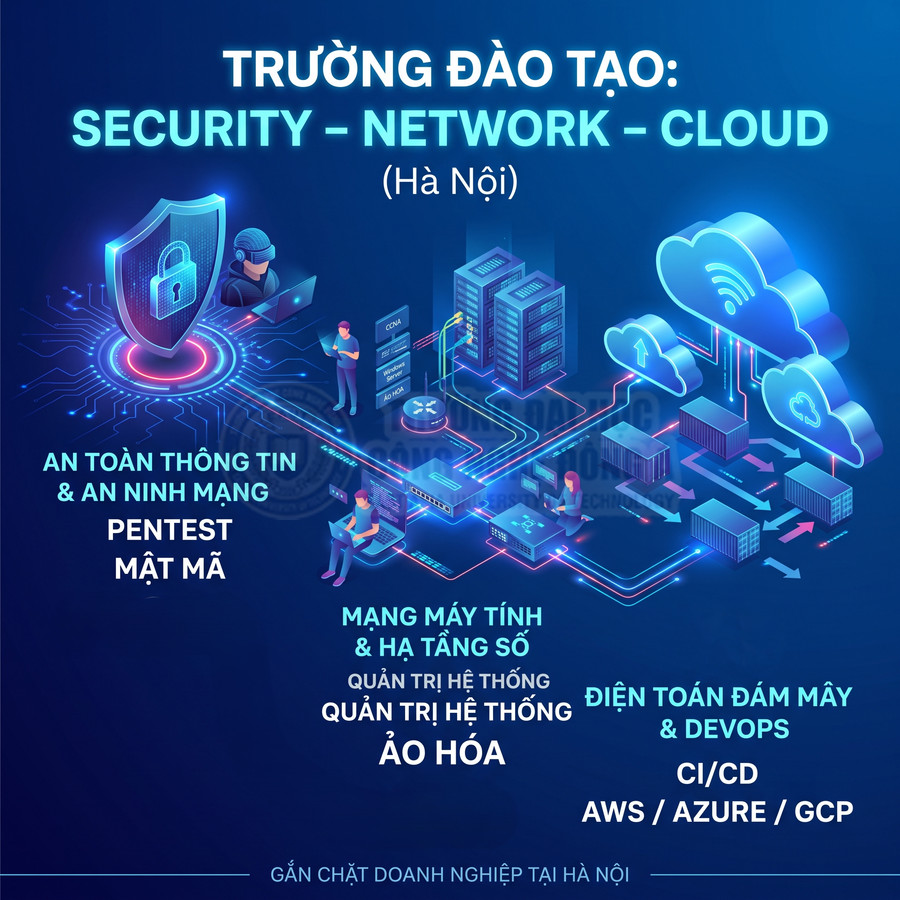 Trường đào tạo Security Network Cloud tại Hà Nội với các khóa an toàn thông tin, mạng máy tính, điện toán đám mây