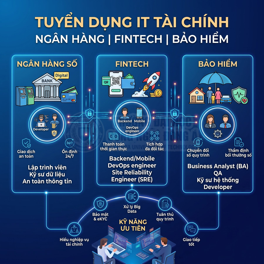 Tuyển dụng IT tài chính cho ngân hàng, fintech, bảo hiểm với các vị trí developer, BA, QA và kỹ năng xử lý dữ liệu