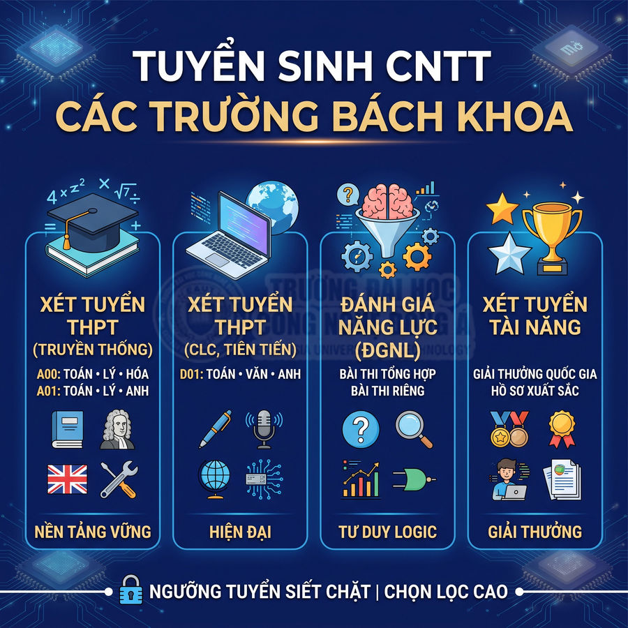 Thông tin tuyển sinh ngành CNTT các trường Bách khoa với các phương thức xét tuyển và tiêu chí lựa chọn