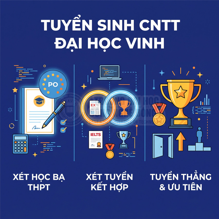 Tuyển sinh ngành CNTT Đại học Vinh với các phương thức xét học bạ, xét tuyển kết hợp, tuyển thẳng và ưu tiên