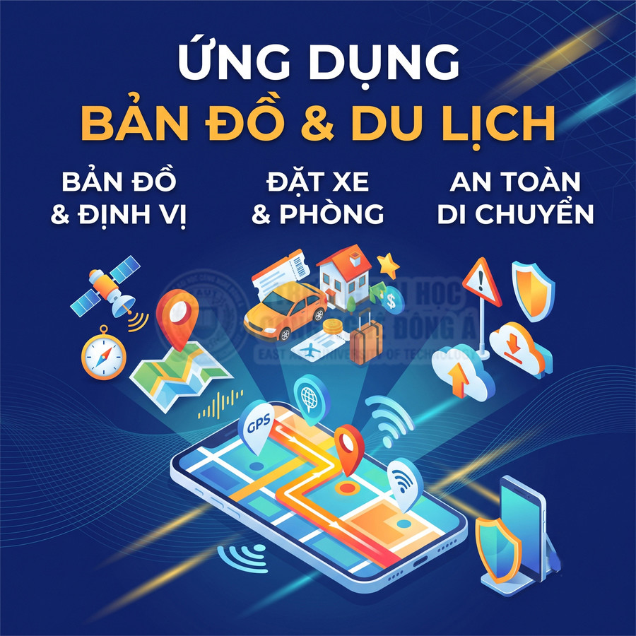 Ứng dụng bản đồ và du lịch trên điện thoại với định vị GPS, đặt xe, đặt phòng và cảnh báo an toàn di chuyển