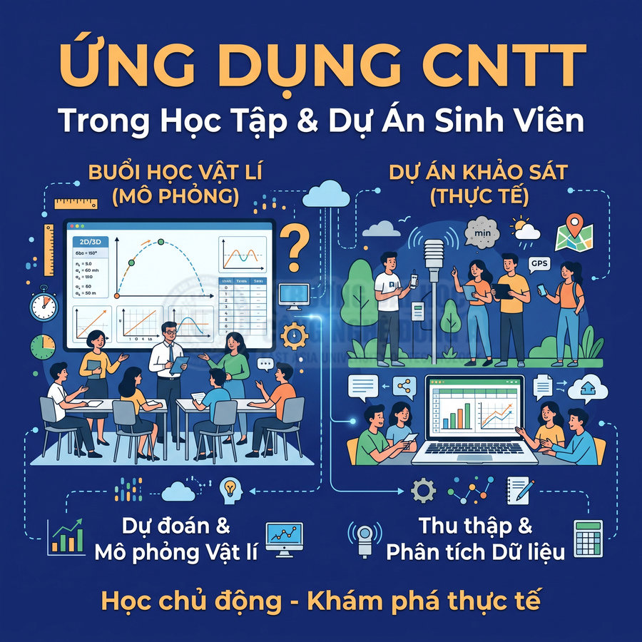 Ứng dụng công nghệ thông tin trong học tập và dự án sinh viên với mô phỏng vật lý và phân tích dữ liệu