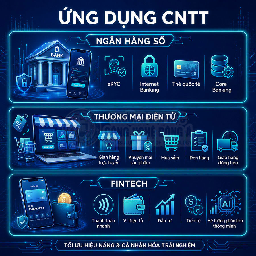 Ứng dụng công nghệ thông tin trong ngân hàng số thương mại điện tử và fintech với giao dịch trực tuyến và ví điện tử