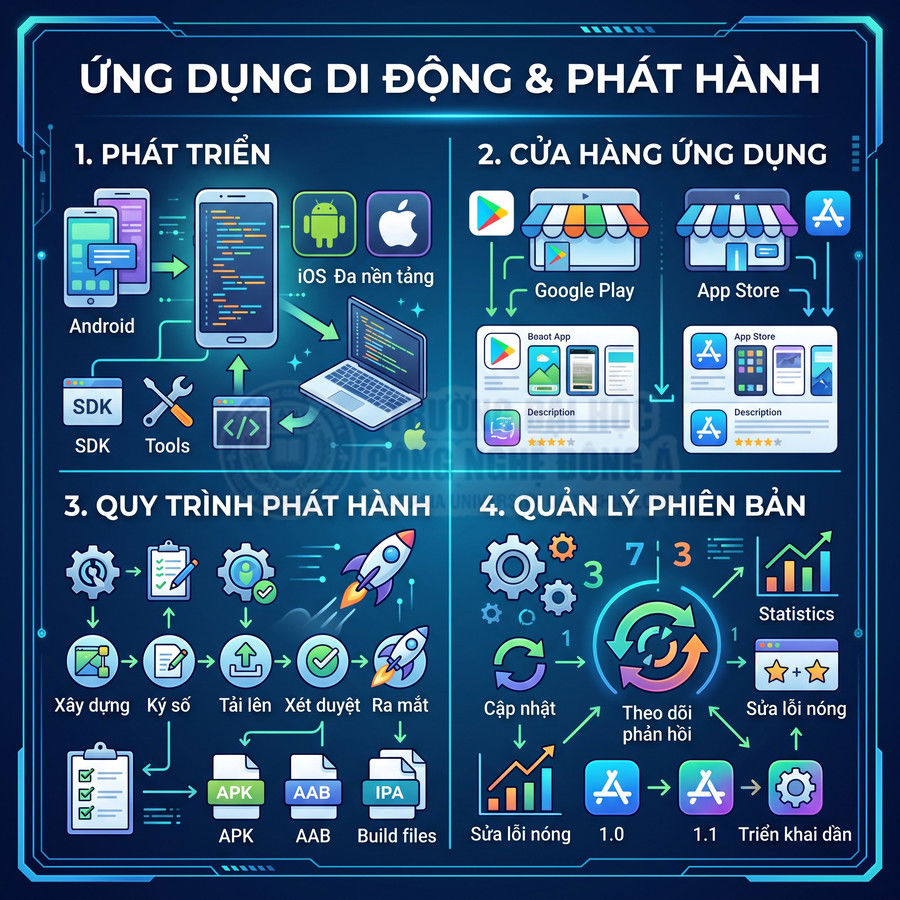 Quy trình phát triển, phát hành và quản lý phiên bản ứng dụng di động trên Android và iOS