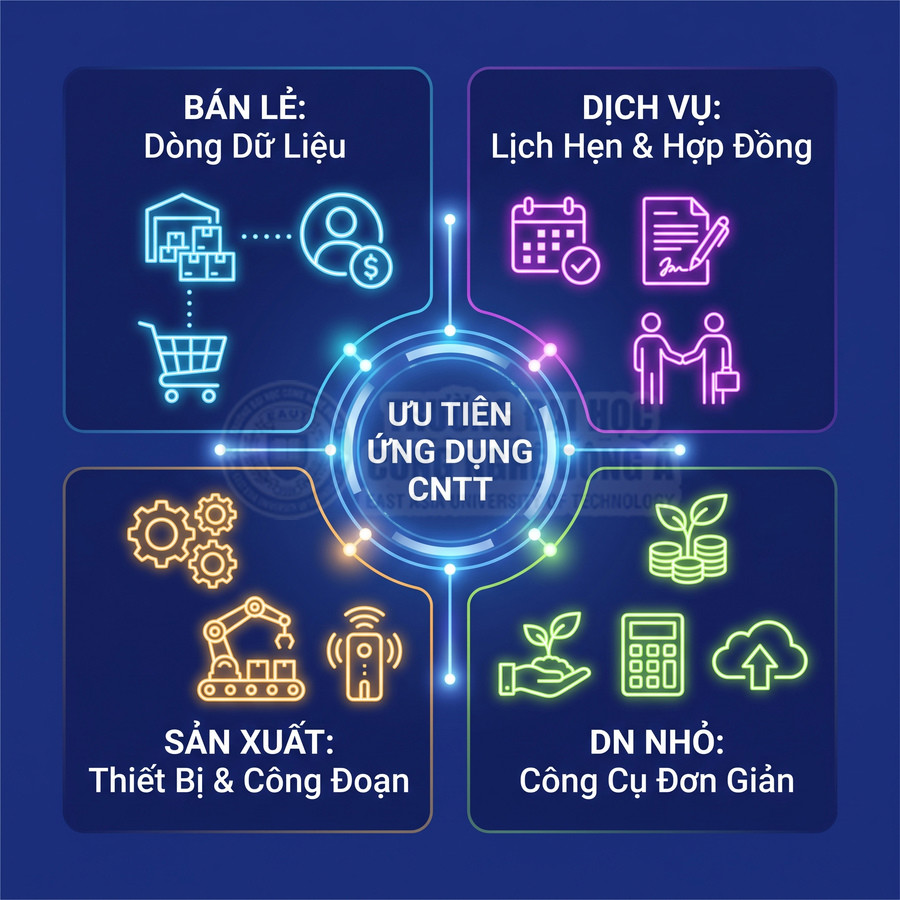Ứng dụng CNTT trong bán lẻ, dịch vụ, sản xuất và doanh nghiệp nhỏ với các công cụ phù hợp từng lĩnh vực