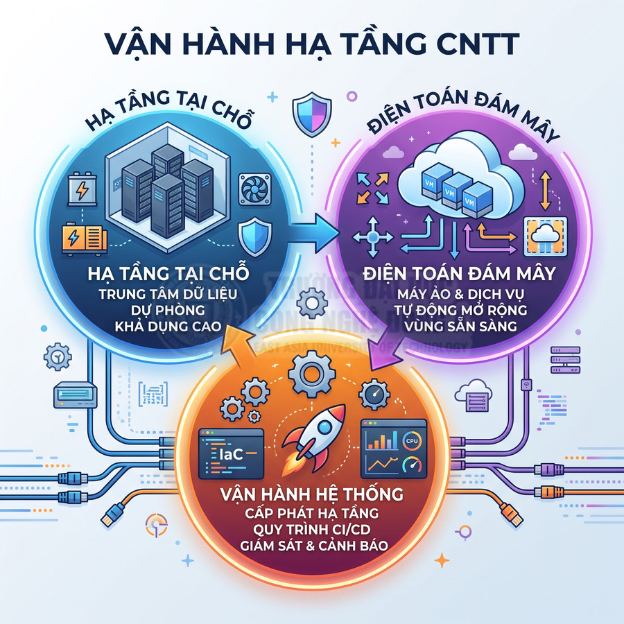 Mô hình vận hành hạ tầng CNTT với hạ tầng tại chỗ, điện toán đám mây và vận hành hệ thống CI CD