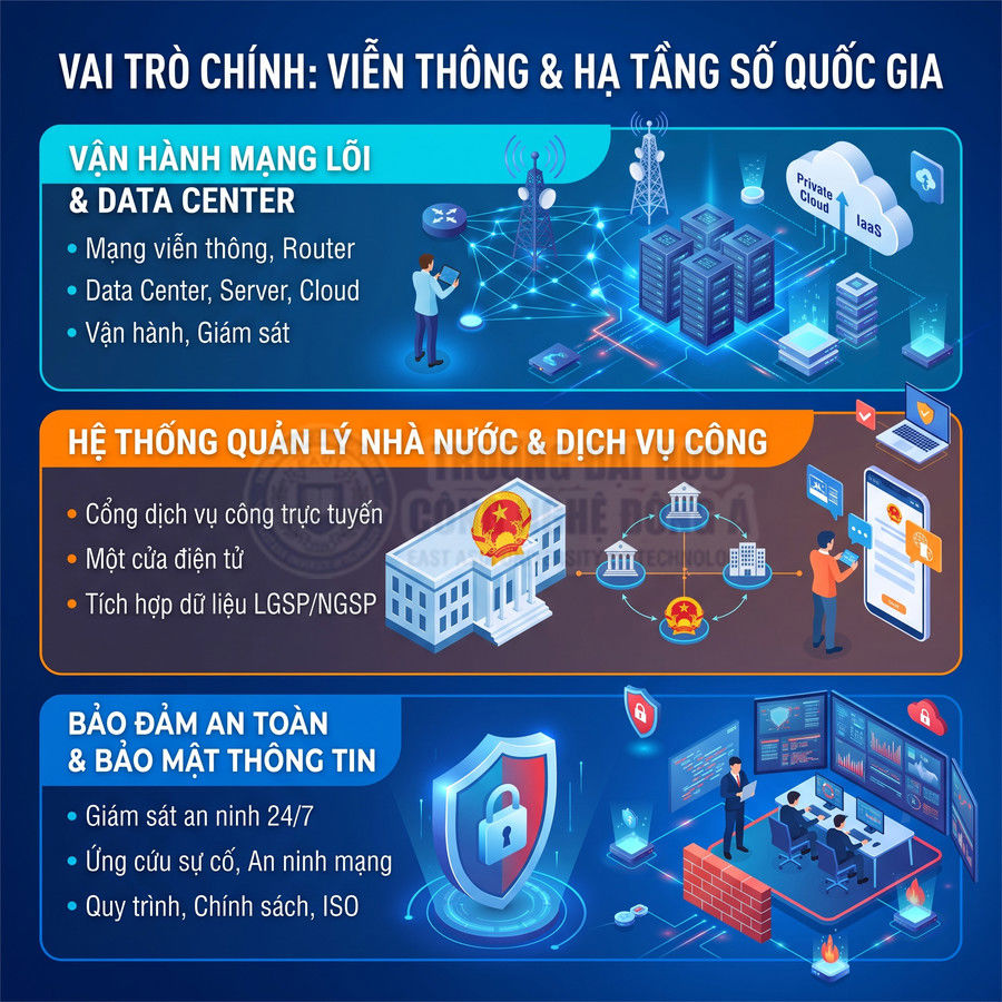 Mô hình hạ tầng số quốc gia với mạng viễn thông, data center, dịch vụ công trực tuyến và bảo mật thông tin