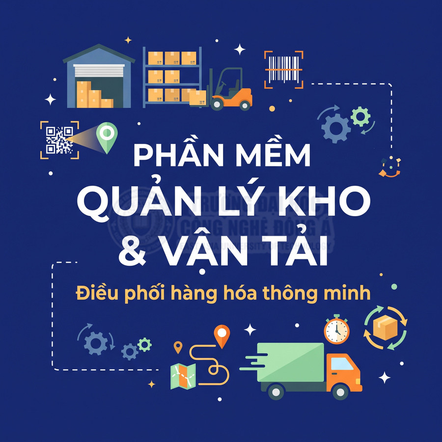 Phần mềm quản lý kho và vận tải giúp điều phối hàng hóa thông minh, minh họa bằng kho hàng và xe tải giao hàng