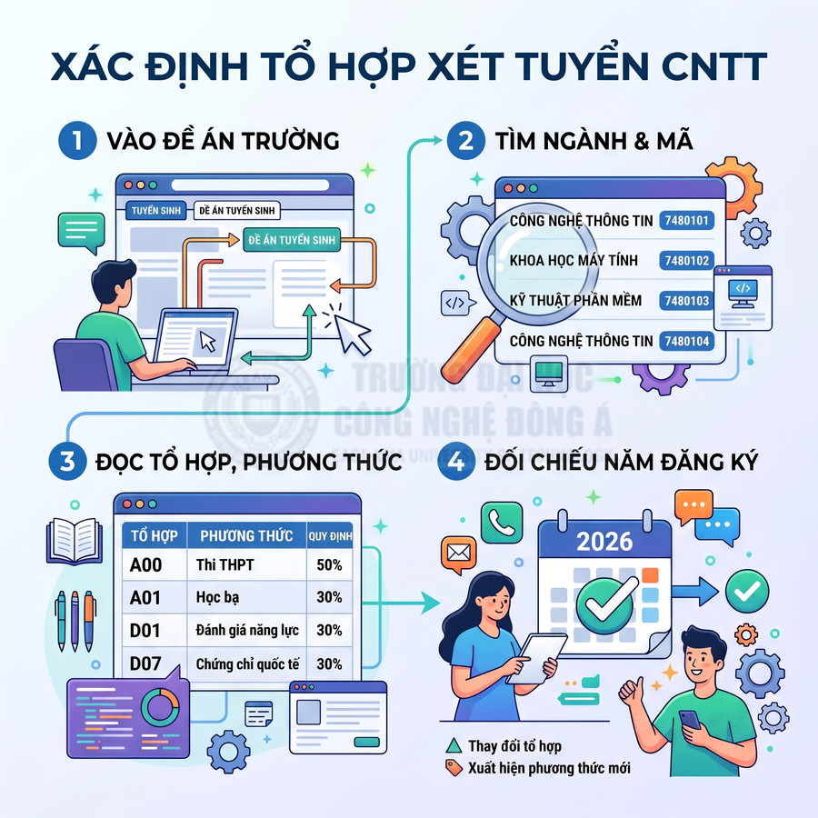 Hướng dẫn 4 bước xác định tổ hợp xét tuyển ngành công nghệ thông tin với bảng mã ngành và phương thức tuyển sinh