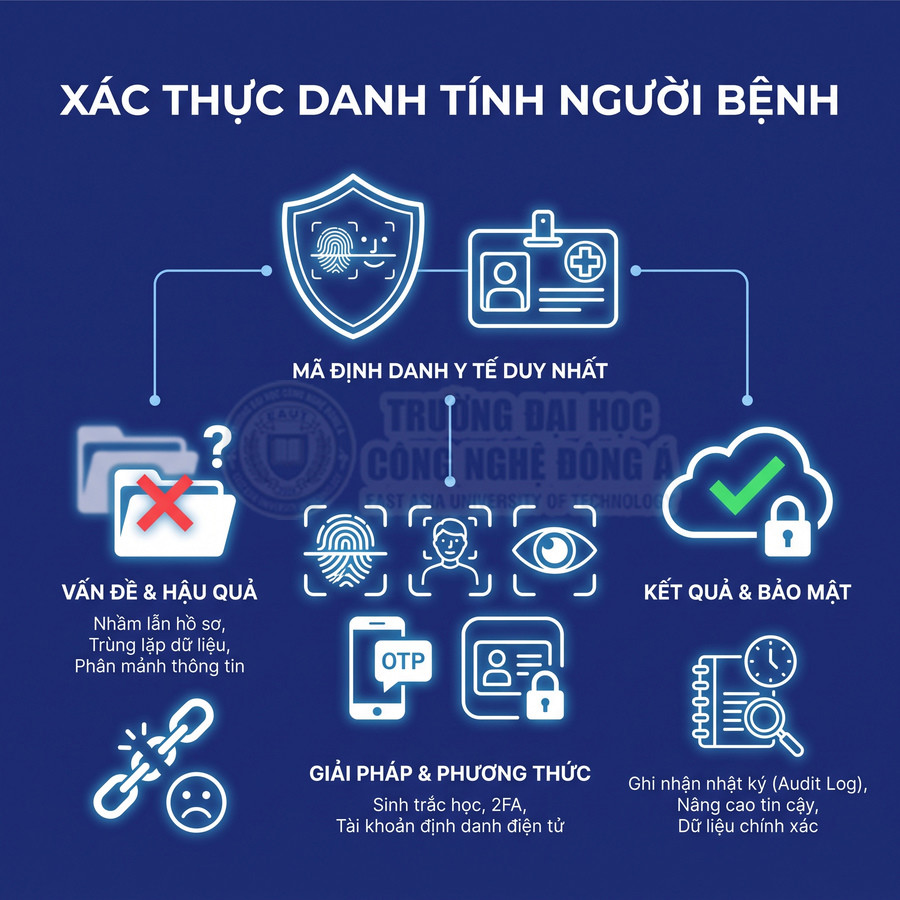 Xác thực danh tính người bệnh bằng mã định danh y tế, sinh trắc học, OTP và bảo mật dữ liệu
