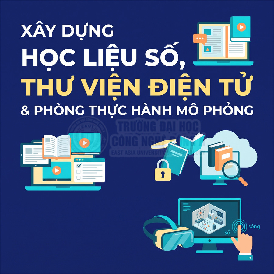 Xây dựng học liệu số, thư viện điện tử và phòng thực hành mô phỏng với sách, máy tính và kính thực tế ảo