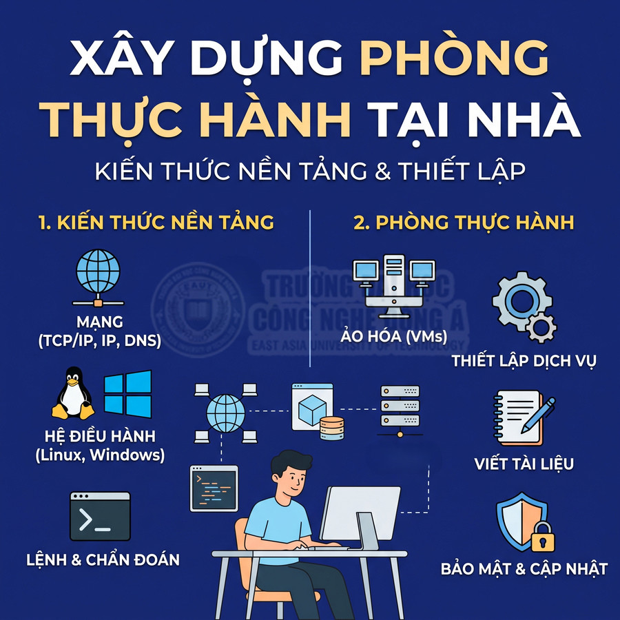Hướng dẫn xây dựng phòng thực hành tại nhà với kiến thức mạng, hệ điều hành, ảo hóa, dịch vụ và bảo mật IT