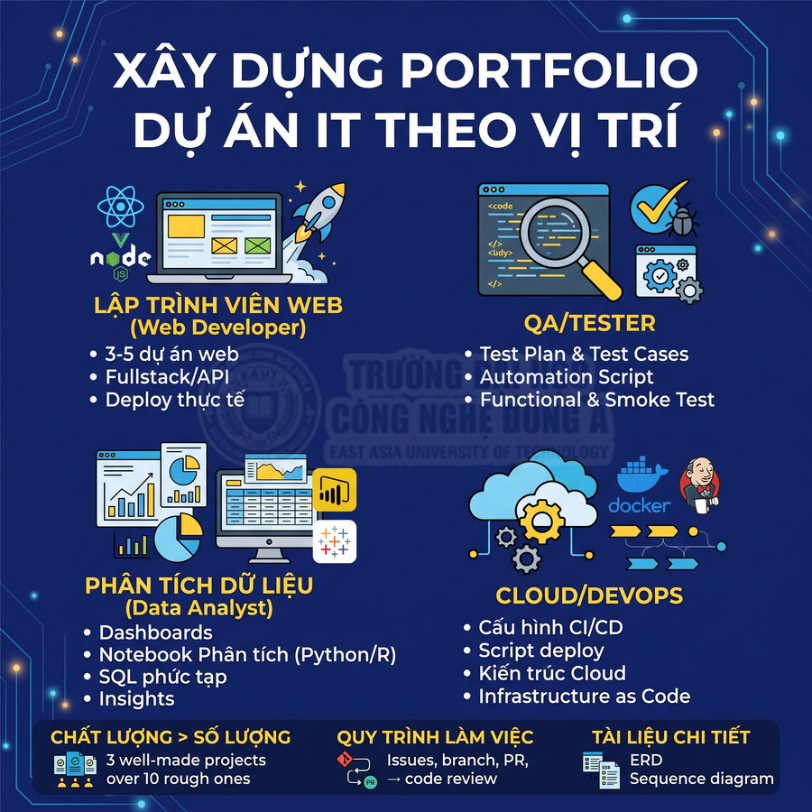 Hướng dẫn xây dựng portfolio dự án IT cho Web Developer, QA Tester, Data Analyst và Cloud DevOps bằng tiếng Việt