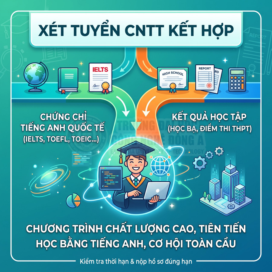Xét tuyển CNTT kết hợp chứng chỉ tiếng Anh quốc tế và kết quả học tập, chương trình chất lượng cao học bằng tiếng Anh