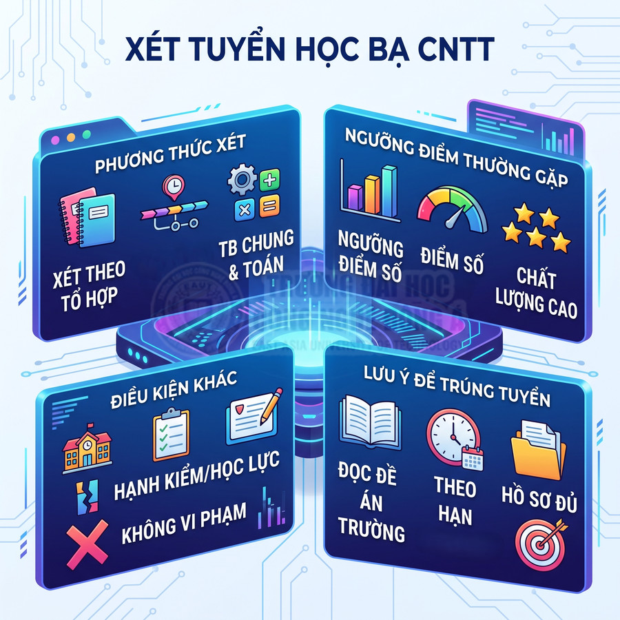 Thông tin xét tuyển học bạ ngành công nghệ thông tin với phương thức, ngưỡng điểm, điều kiện và lưu ý trúng tuyển